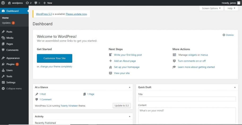 What Is the WordPress Admin Dashboard? Explained for Beginners Domain